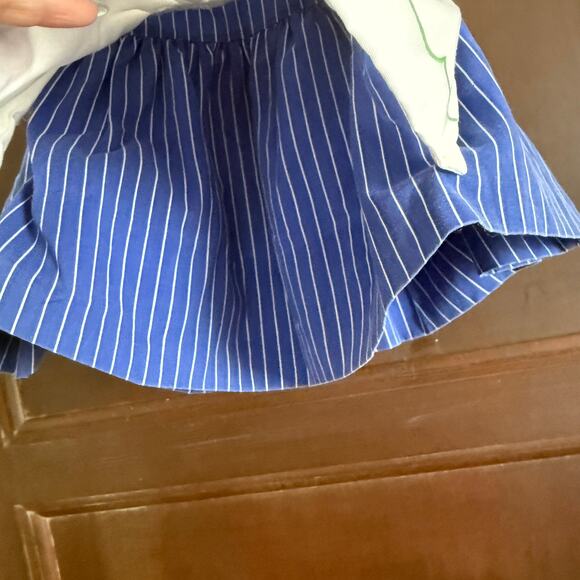 80s Vintage BABY TOGS | Blue Striped PInafore Style Dress Elephants 18 months - Picture 4 of 6